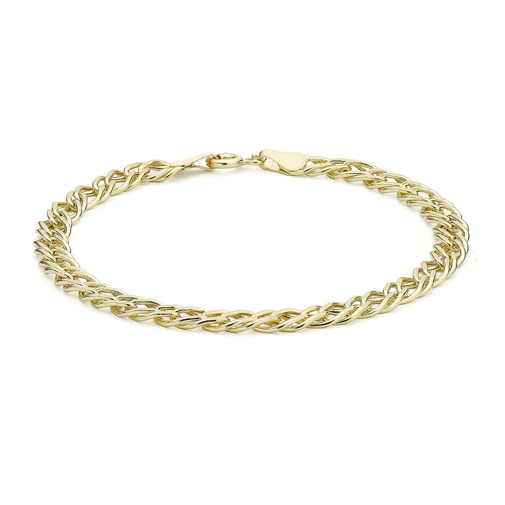 9K Yellow Gold 5mm Diamond Cut Hollow Double-Curb Bracelet 7 Inch 7078118 1