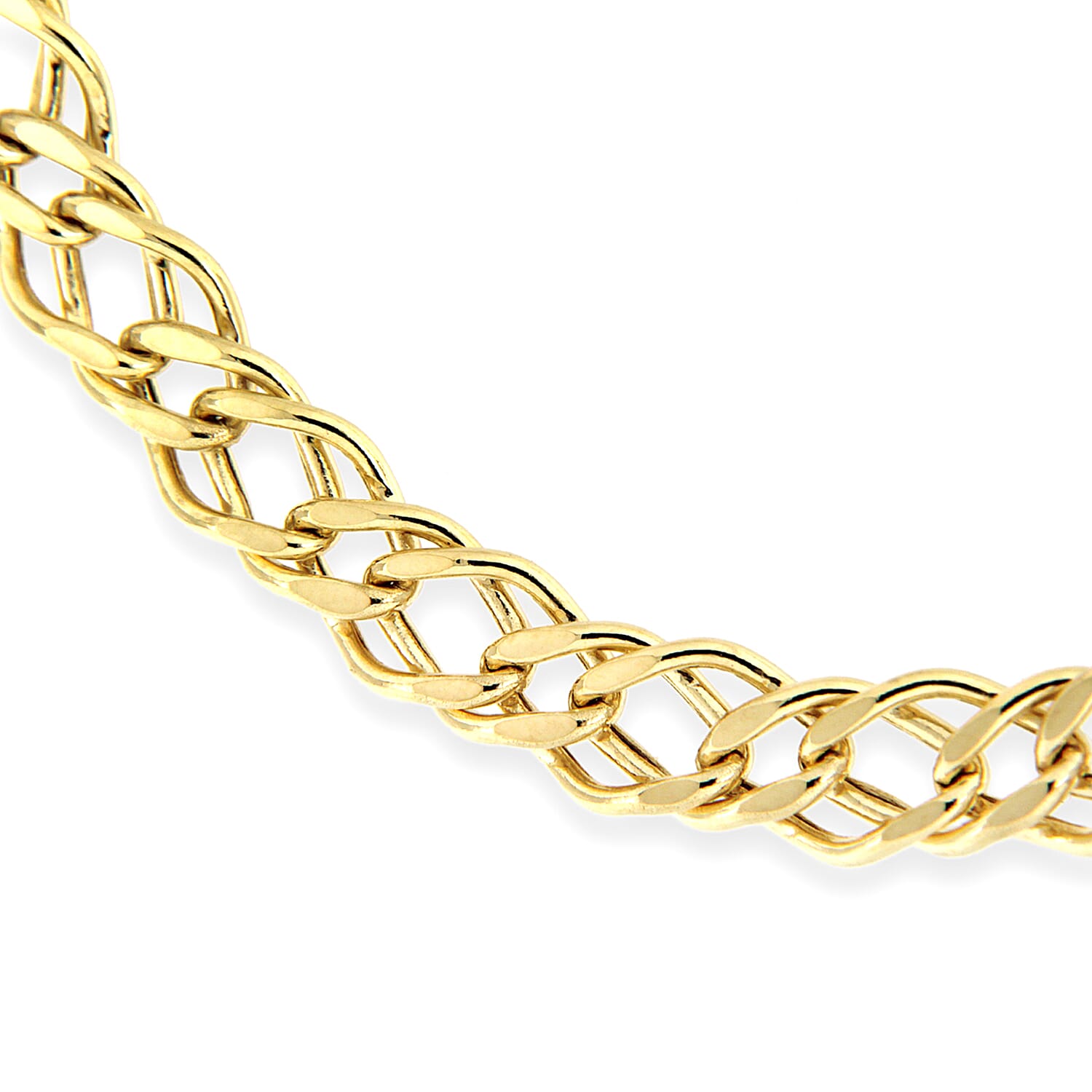 9K Yellow Gold 5mm Diamond Cut Hollow Double-Curb Bracelet 7 Inch 7078118 1
