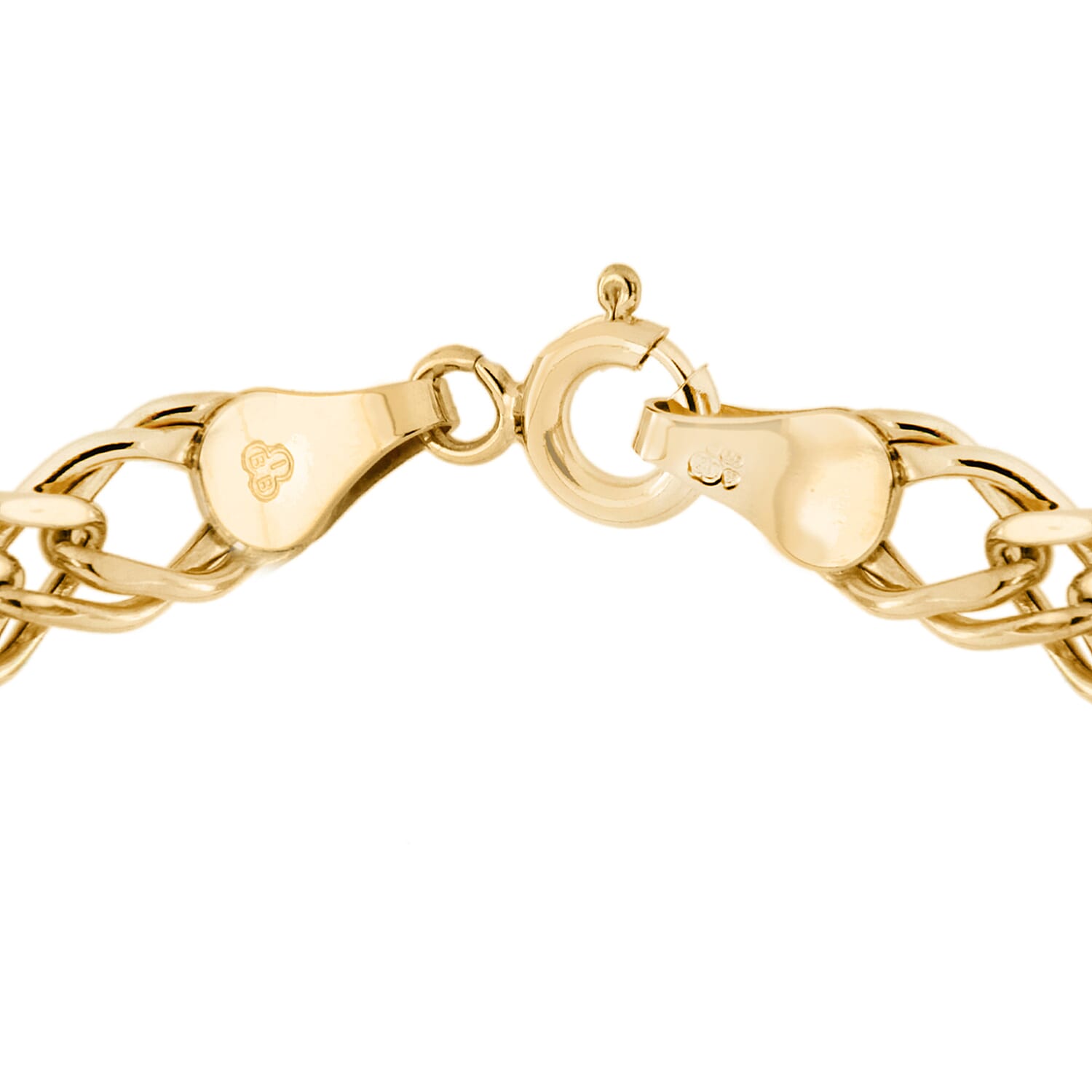 9K Yellow Gold 5mm Diamond Cut Hollow Double-Curb Bracelet 7 Inch 7078118 2