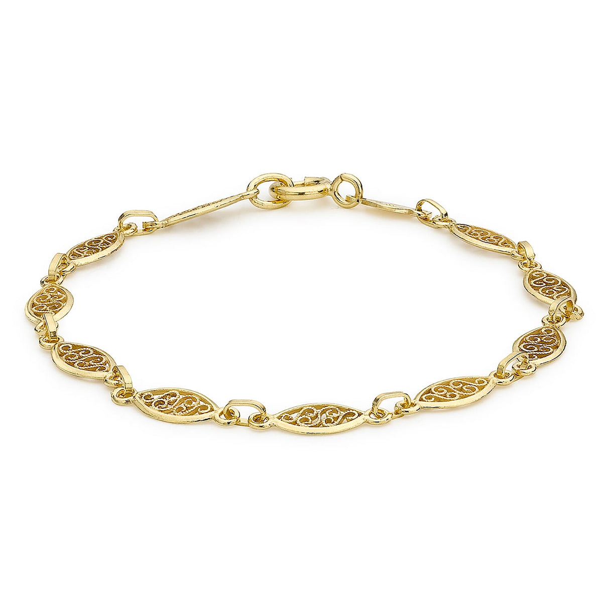 9K Yellow Gold 5mm Filigree Oval Bracelet 7 Inch 8894656 0