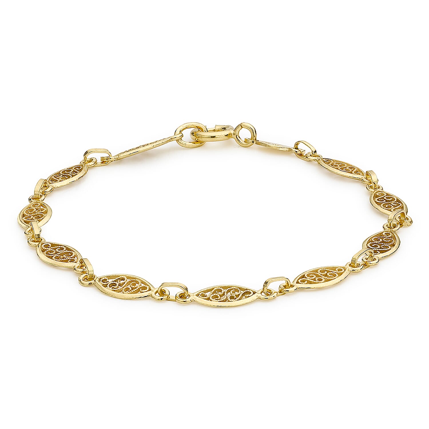9K Yellow Gold 5mm Filigree Oval Bracelet 7 Inch 8894656 0