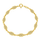 9K Yellow Gold 5mm Filigree Oval Bracelet 7 Inch