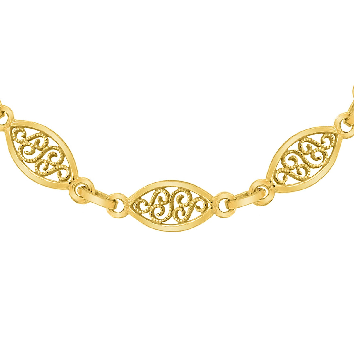 9K Yellow Gold 5mm Filigree Oval Bracelet 7 Inch 8894656 2