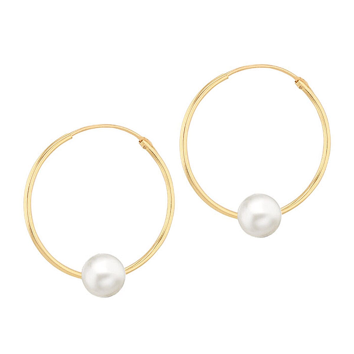 9K Yellow Gold 5mm Fresh Water Pearl 14.5mm X 16mm Sleeper Earring 7154487 0
