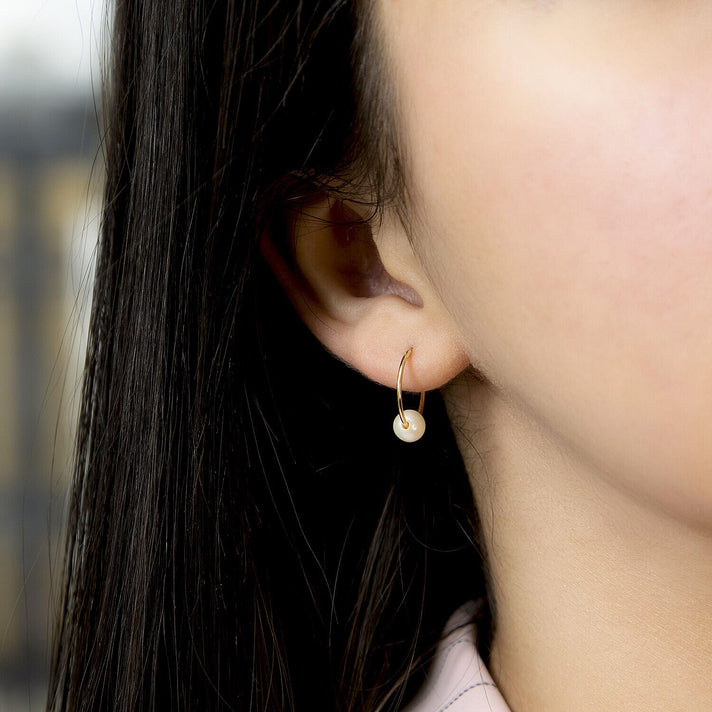 9K Yellow Gold 5mm Fresh Water Pearl 14.5mm X 16mm Sleeper Earring 7154487 2