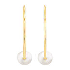 9K Yellow Gold 5mm Fresh Water Pearl 14.5mm X 16mm Sleeper Earring