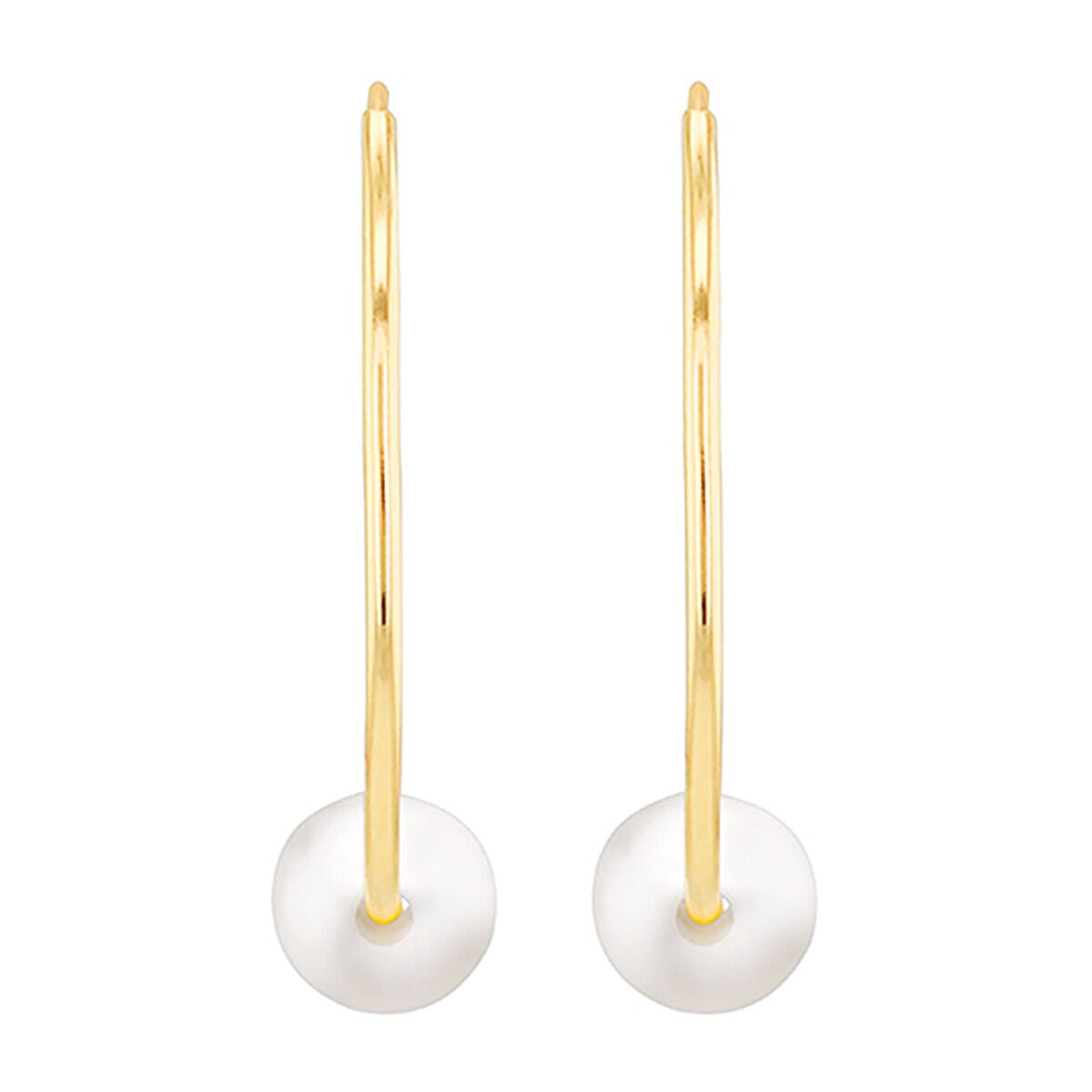 9K Yellow Gold 5mm Fresh Water Pearl 14.5mm X 16mm Sleeper Earring 7154487 2