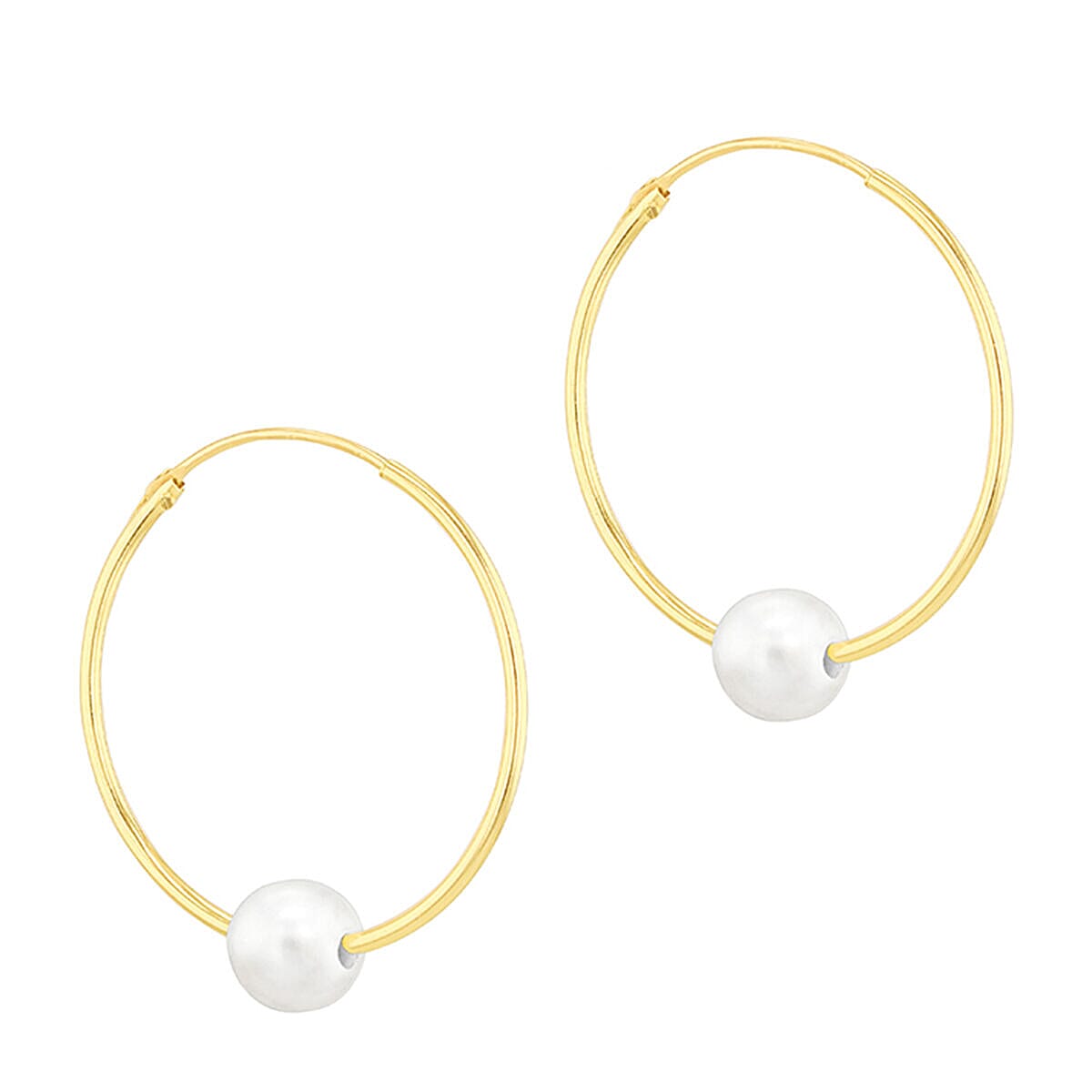 9K Yellow Gold 5mm Fresh Water Pearl 14.5mm X 16mm Sleeper Earring 7154487 3