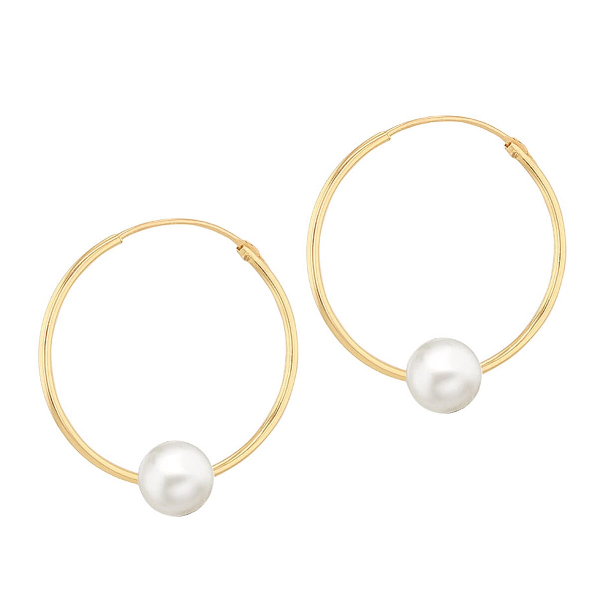 9K Yellow Gold 5mm Fresh Water Pearl 19.5mm X 21mm Sleeper Earring 7154492 0