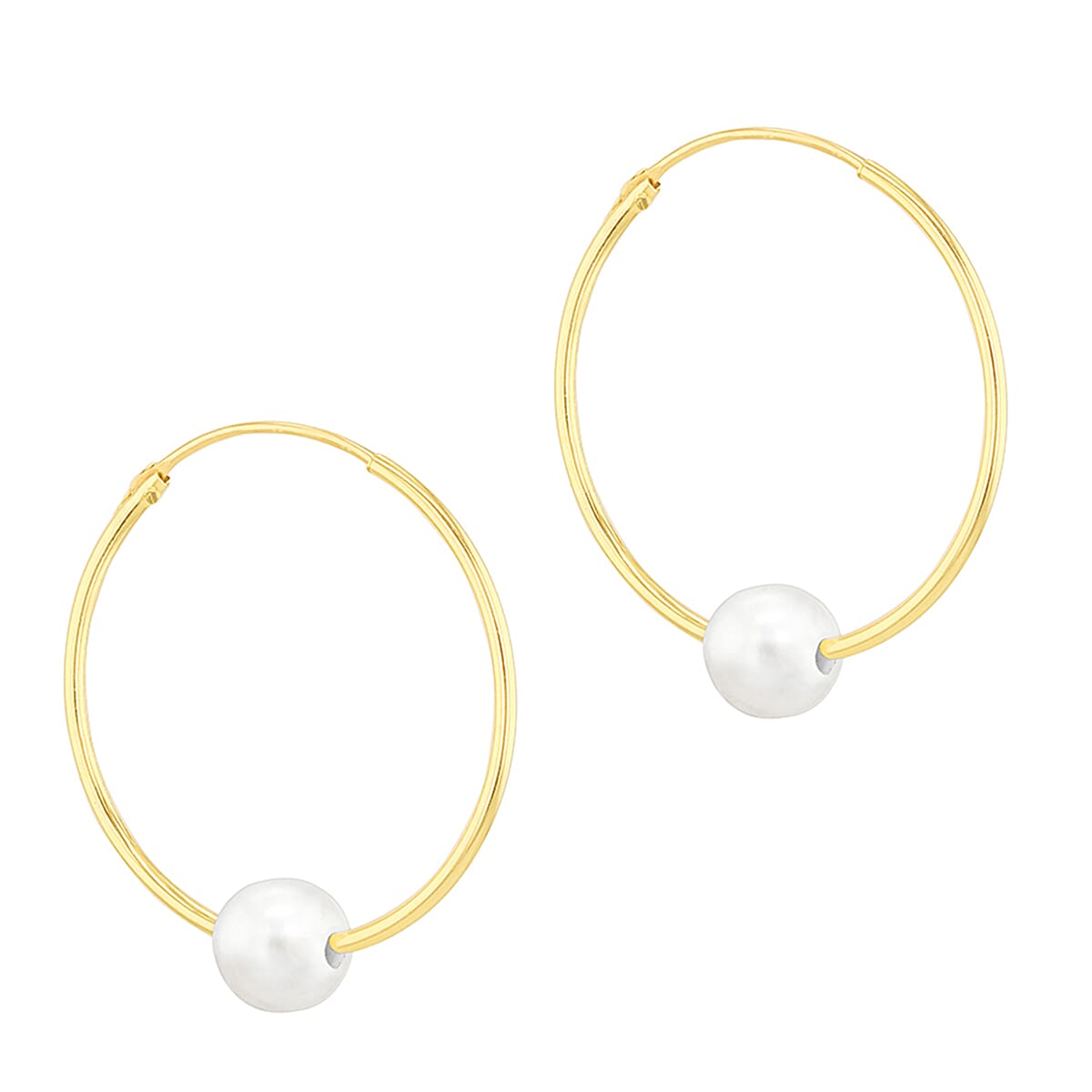 9K Yellow Gold 5mm Fresh Water Pearl 19.5mm X 21mm Sleeper Earring 7154492 1