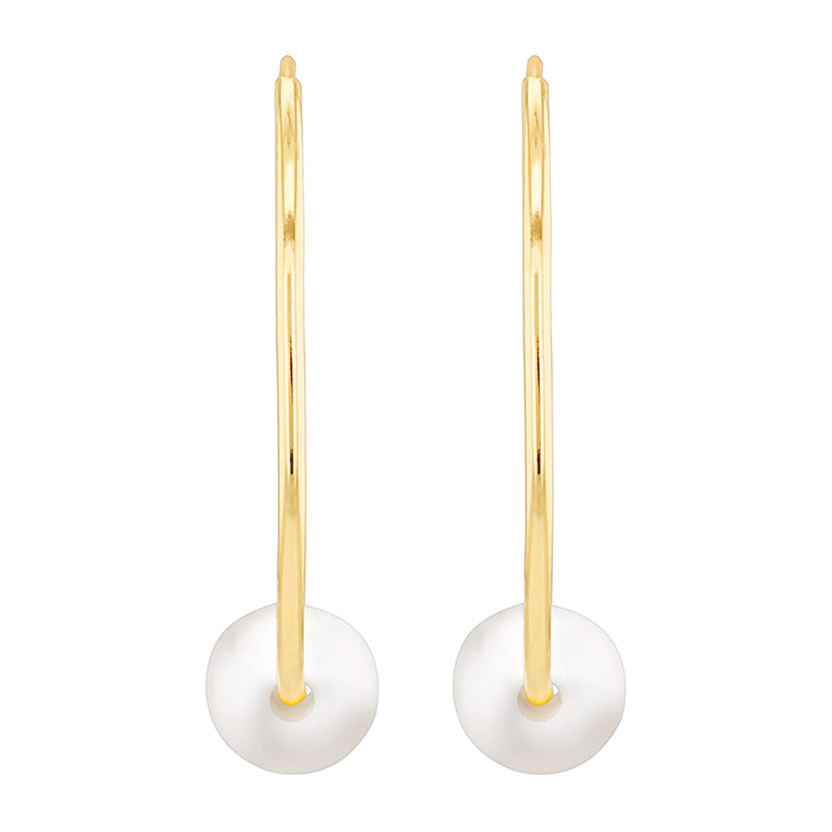 9K Yellow Gold 5mm Fresh Water Pearl 19.5mm X 21mm Sleeper Earring 7154492 2