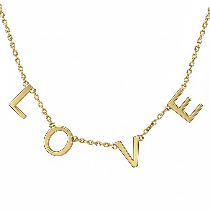 9K Yellow Gold 5mm Love Adjustable Necklace 15 Inch to 17 Inch 7343248 1