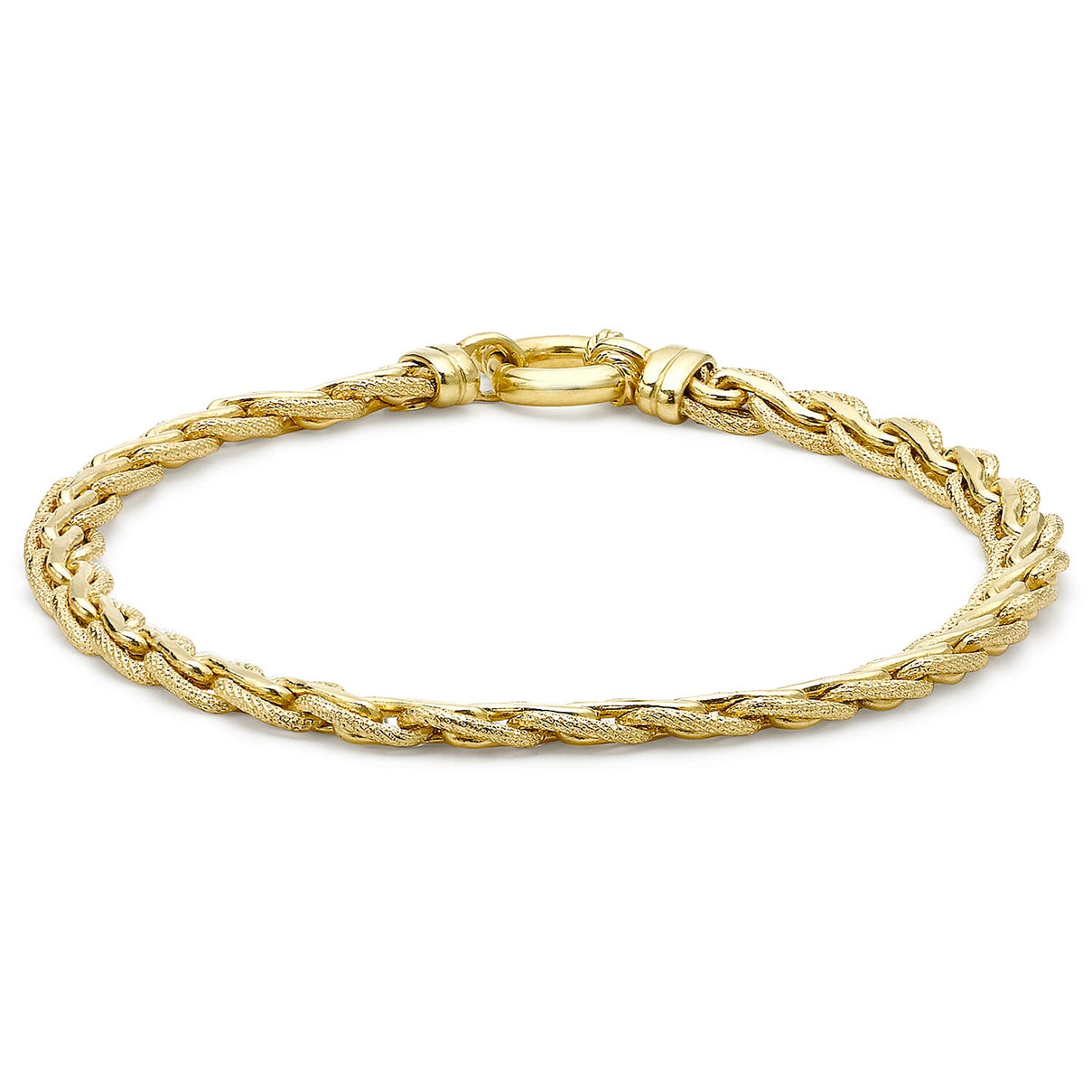 9K Yellow Gold 5mm Textured Spiga Bracelet 7.5 Inch 7193036 0