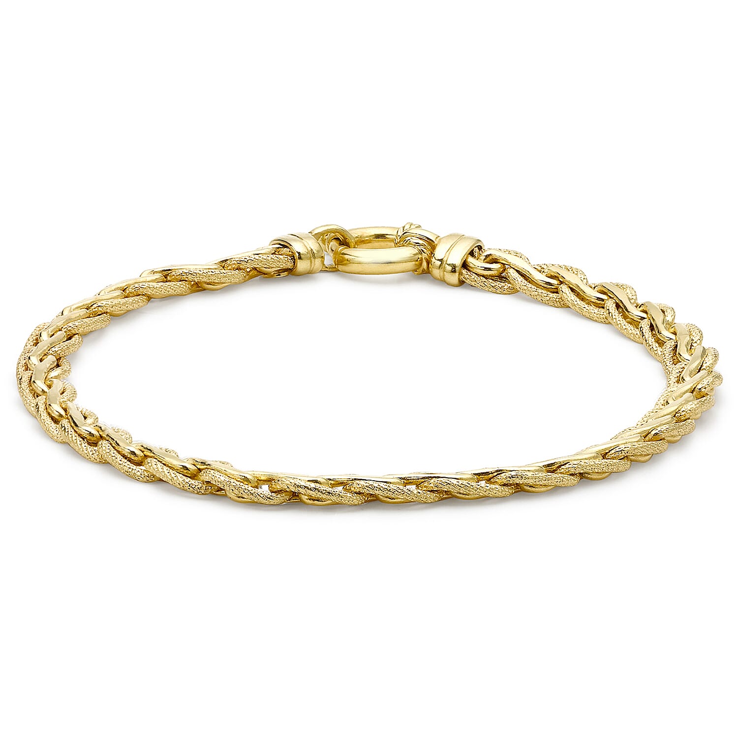 9K Yellow Gold 5mm Textured Spiga Bracelet 7.5 Inch 7193036 0