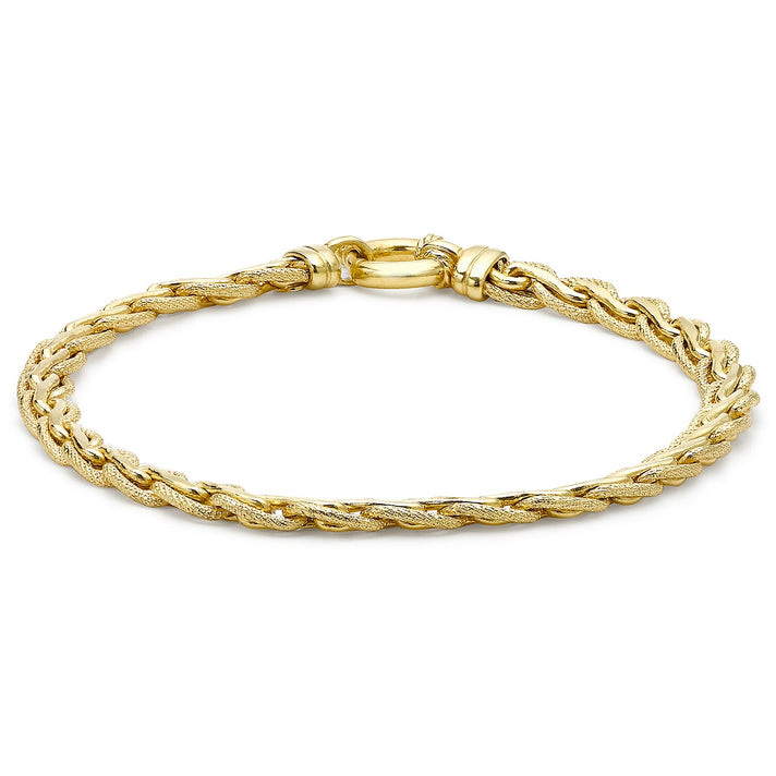 9K Yellow Gold 5mm Textured Spiga Bracelet 7.5 Inch 7193036 1