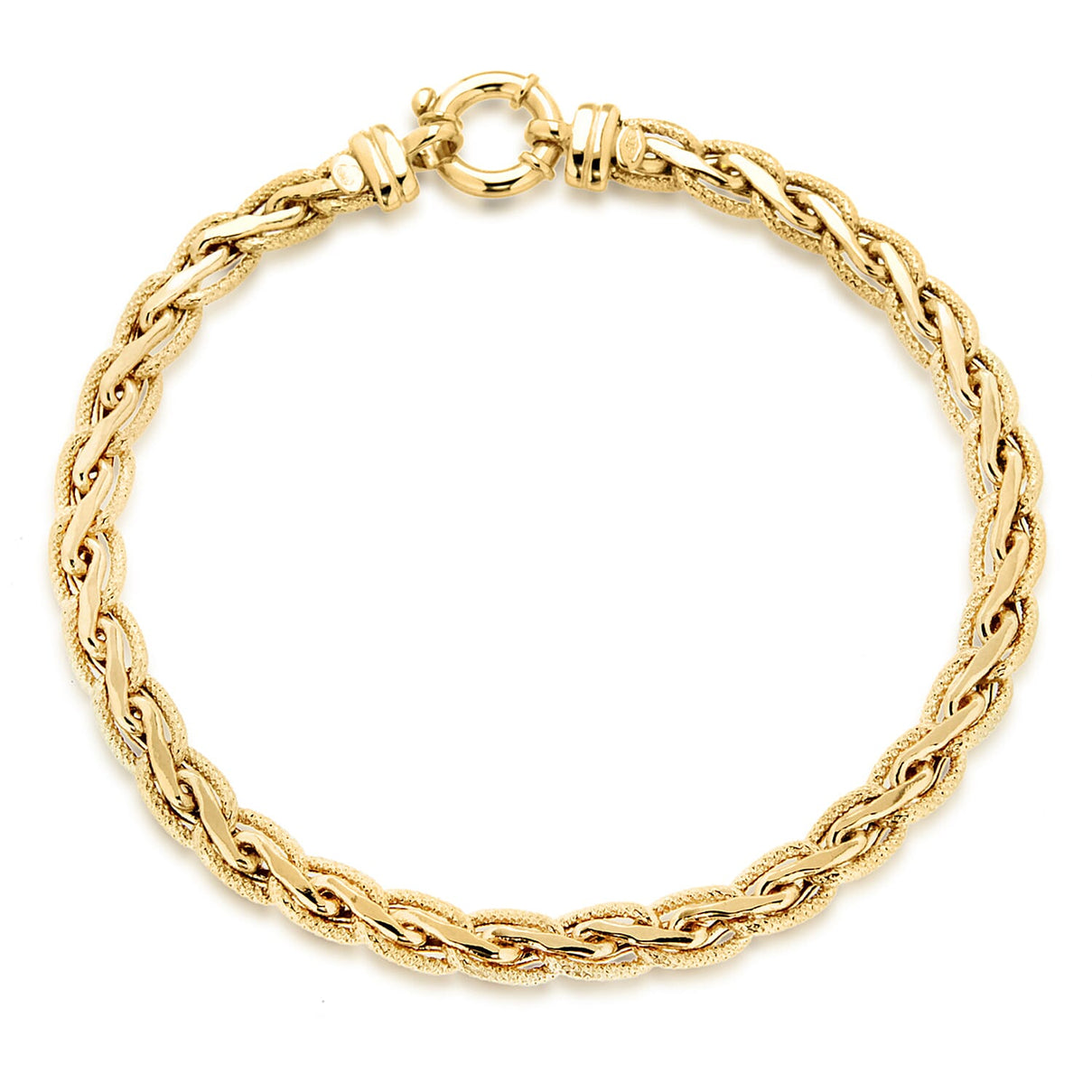 9K Yellow Gold 5mm Textured Spiga Bracelet 7.5 Inch 7193036 1