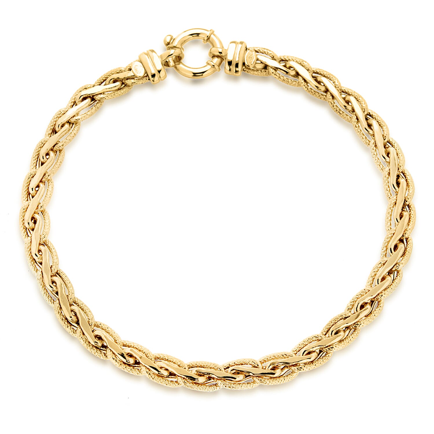 9K Yellow Gold 5mm Textured Spiga Bracelet 7.5 Inch 7193036 1