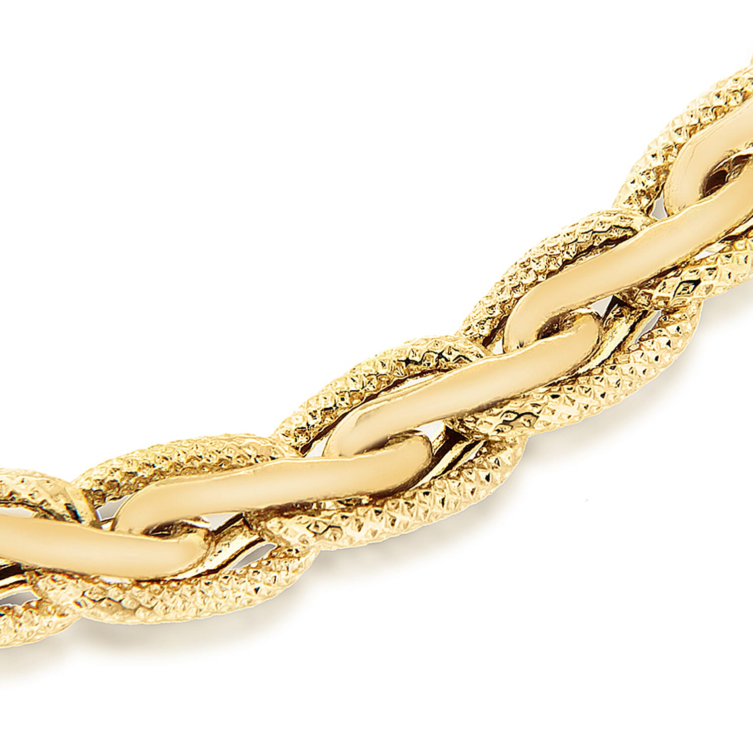 9K Yellow Gold 5mm Textured Spiga Bracelet 7.5 Inch 7193036 2