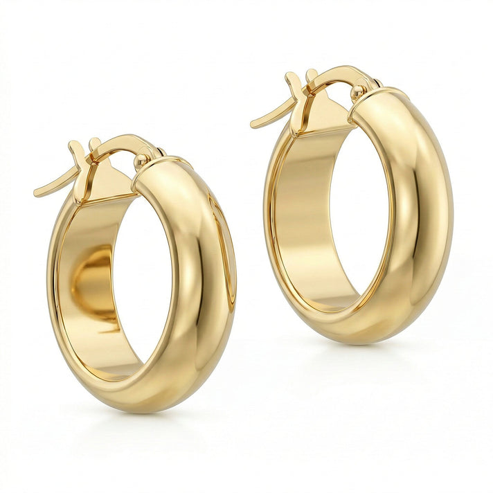 9K Yellow Gold 5mm Tube 19mm Polished Round Hoop Creole Earrings 7337846 1