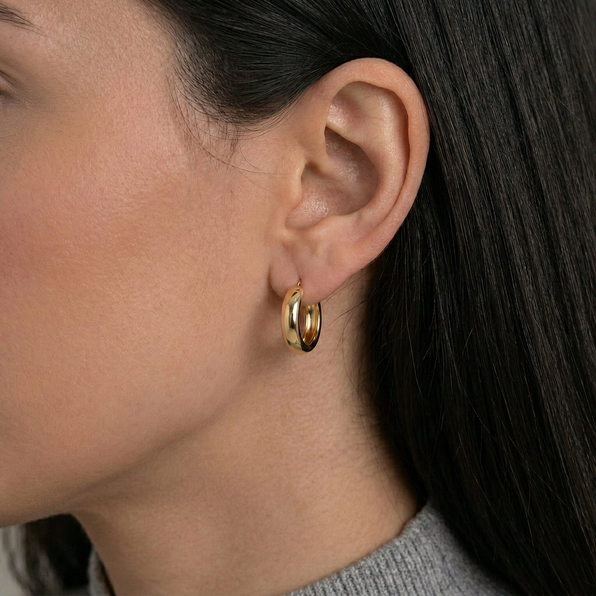 9K Yellow Gold 5mm Tube 19mm Polished Round Hoop Creole Earrings 7337846 2