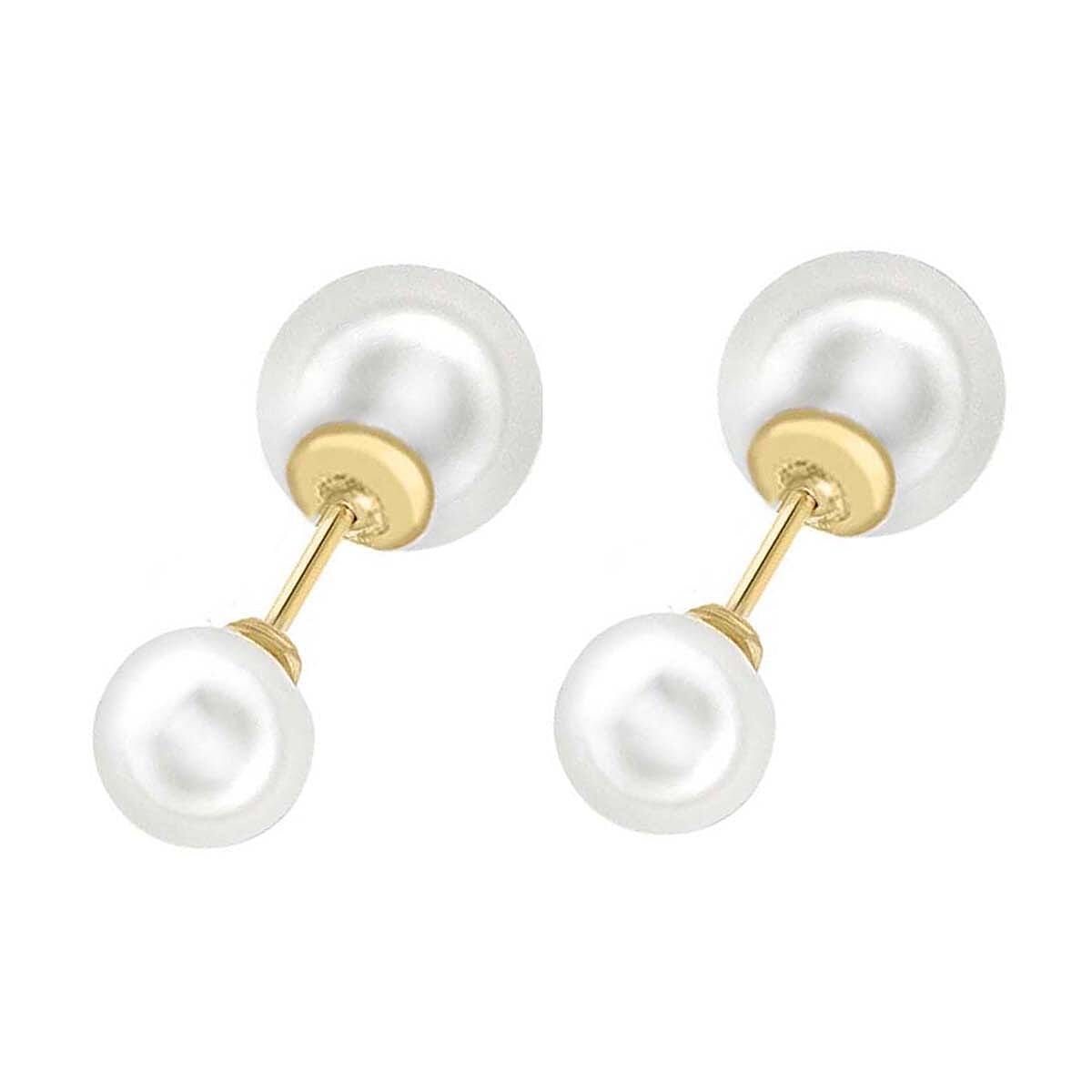 9K Yellow Gold 5mm and 7mm Freshwater Pearl Reversible Stud Earrings 7078171 1