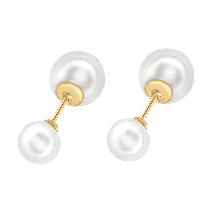 9K Yellow Gold 5mm and 7mm Freshwater Pearl Reversible Stud Earrings 7078171 2