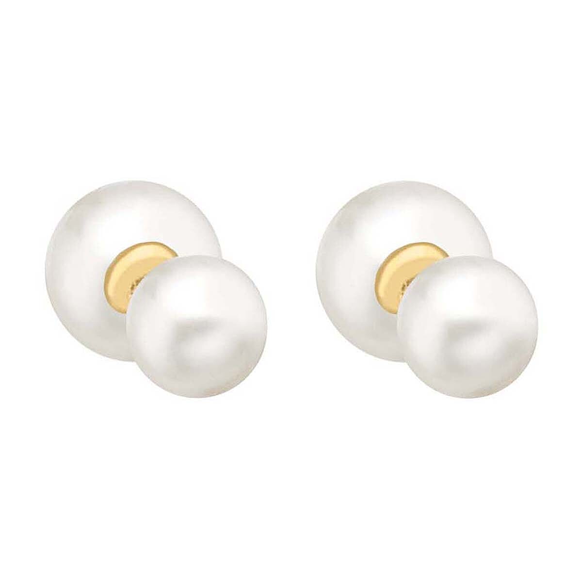 9K Yellow Gold 5mm and 7mm Freshwater Pearl Reversible Stud Earrings 7078171 2