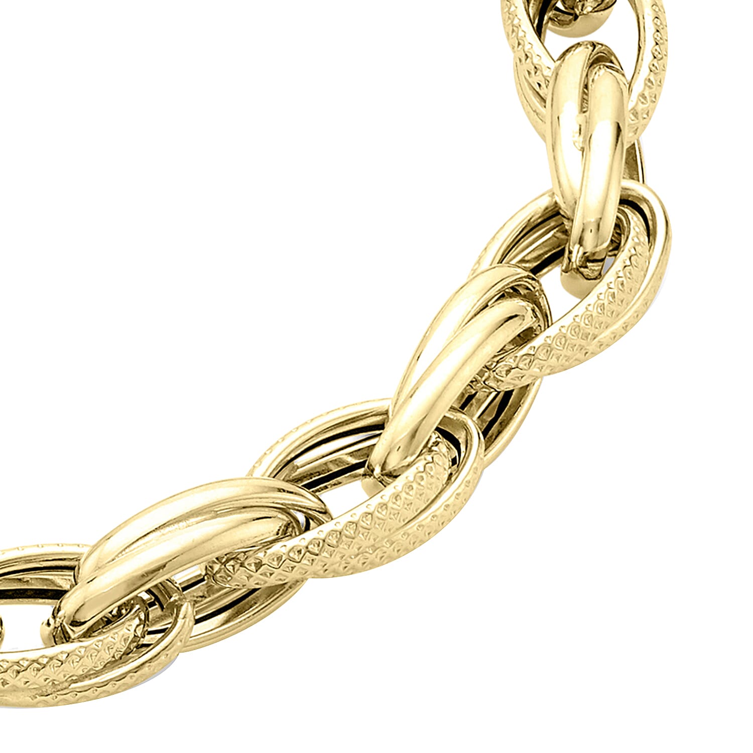 9K Yellow Gold 6.3mm Textured Link Bracelet 7.5 Inch 7078115 1