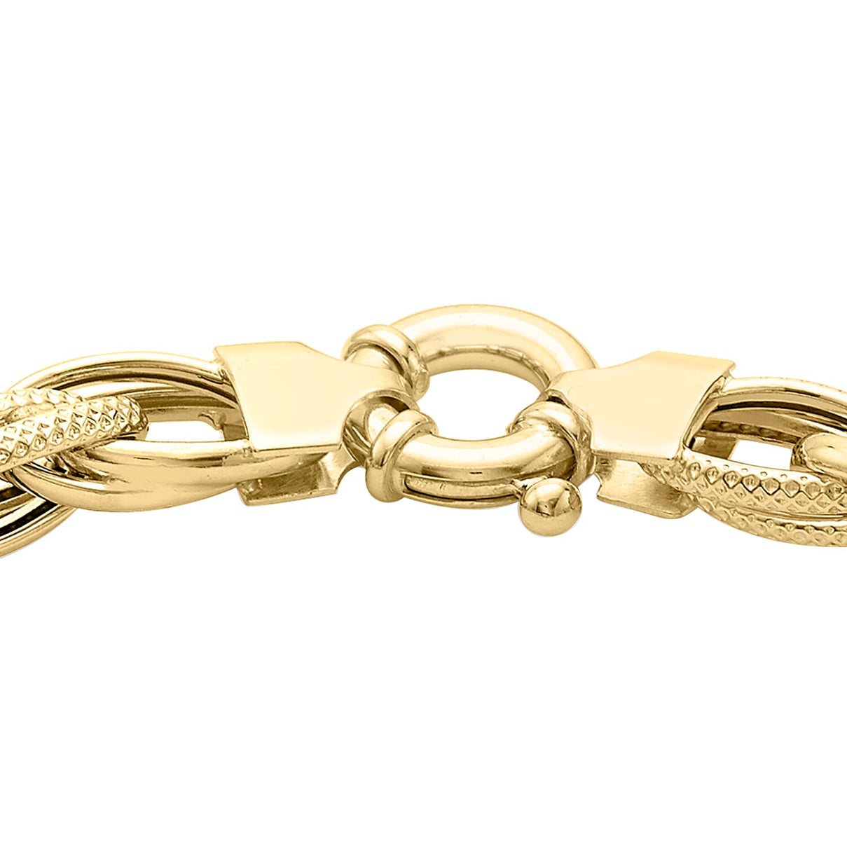 9K Yellow Gold 6.3mm Textured Link Bracelet 7.5 Inch 7078115 2