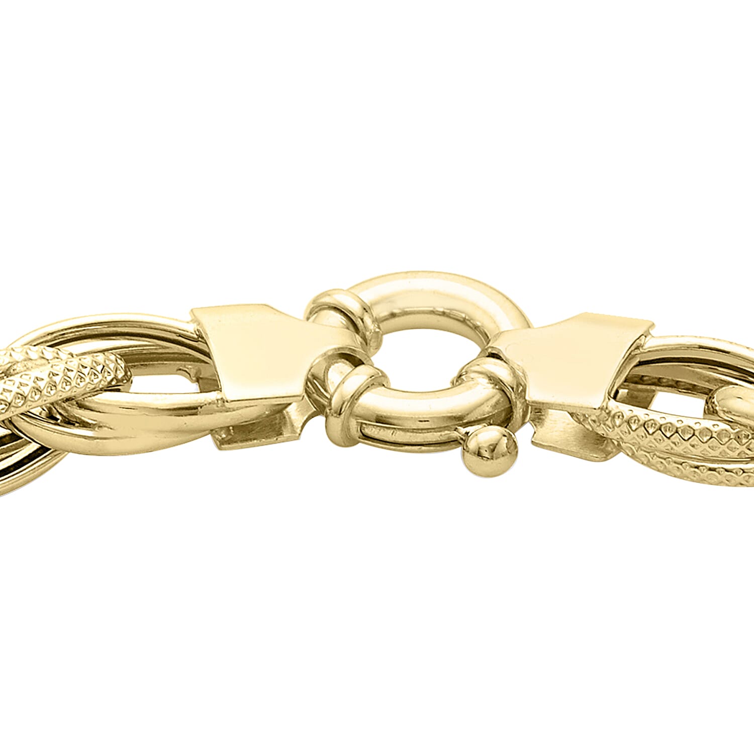 9K Yellow Gold 6.3mm Textured Link Bracelet 7.5 Inch 7078115 2