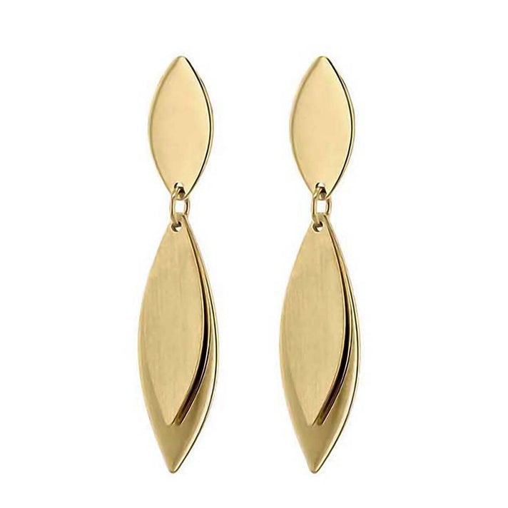 9K Yellow Gold 6.5mm X 30mm Polished And Satin Triple Ellipses Drop Earrings 7190150 1