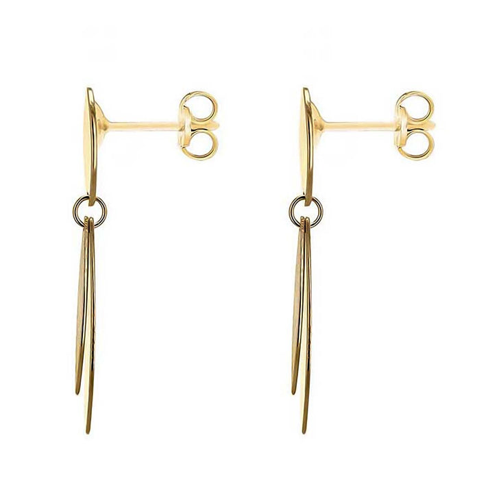 9K Yellow Gold 6.5mm X 30mm Polished And Satin Triple Ellipses Drop Earrings 7190150 2