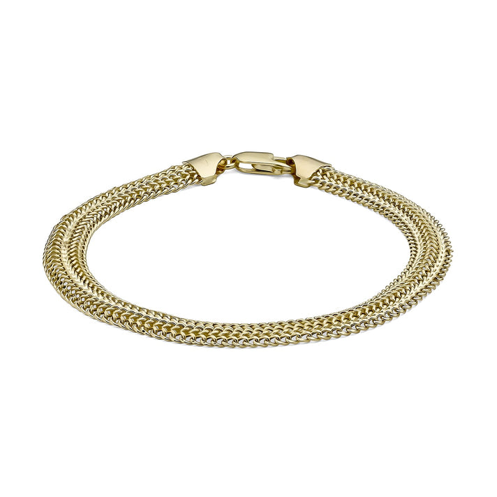 9K Yellow Gold 6.5mm Diamond Cut Domed 4 Row Curb Bracelet 7.5 Inch 8894666 1