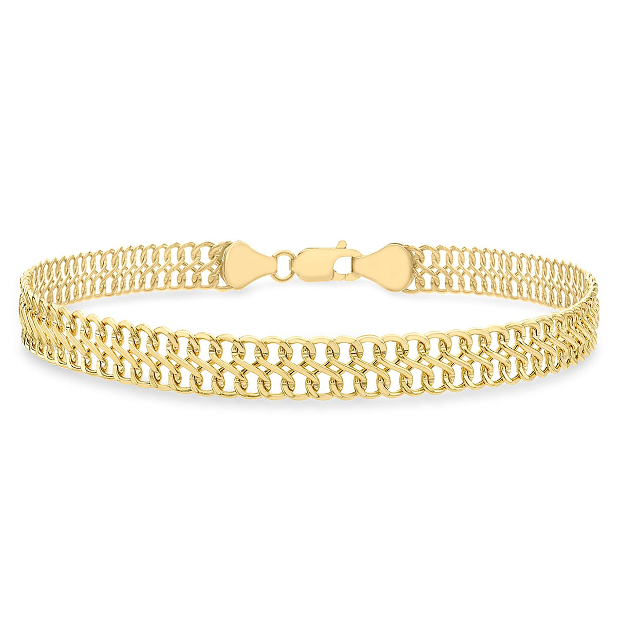 9K Yellow Gold 6.5mm Double Curb Chain Bracelet 7.5 Inch 8894665 0