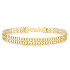 9K Yellow Gold 6.5mm Double Curb Chain Bracelet 7.5 Inch