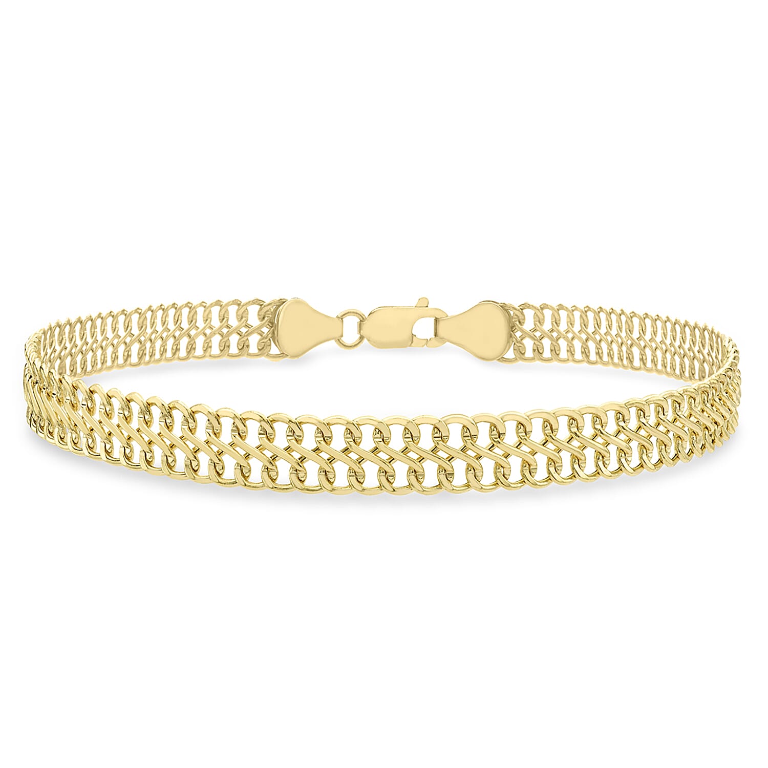 9K Yellow Gold 6.5mm Double Curb Chain Bracelet 7.5 Inch 8894665 0