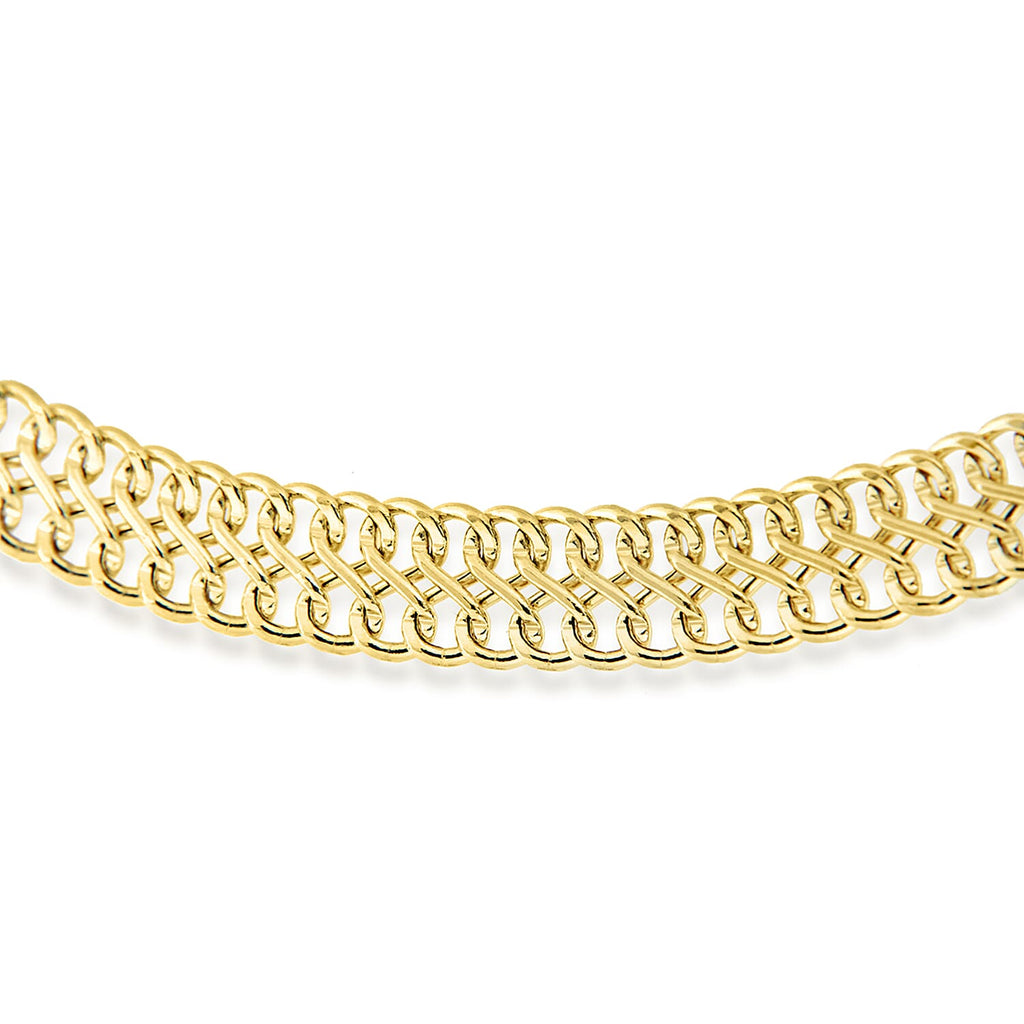 9K Yellow Gold 6.5mm Double Curb Chain Bracelet 7.5 Inch
