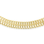 9K Yellow Gold 6.5mm Double Curb Chain Bracelet 7.5 Inch