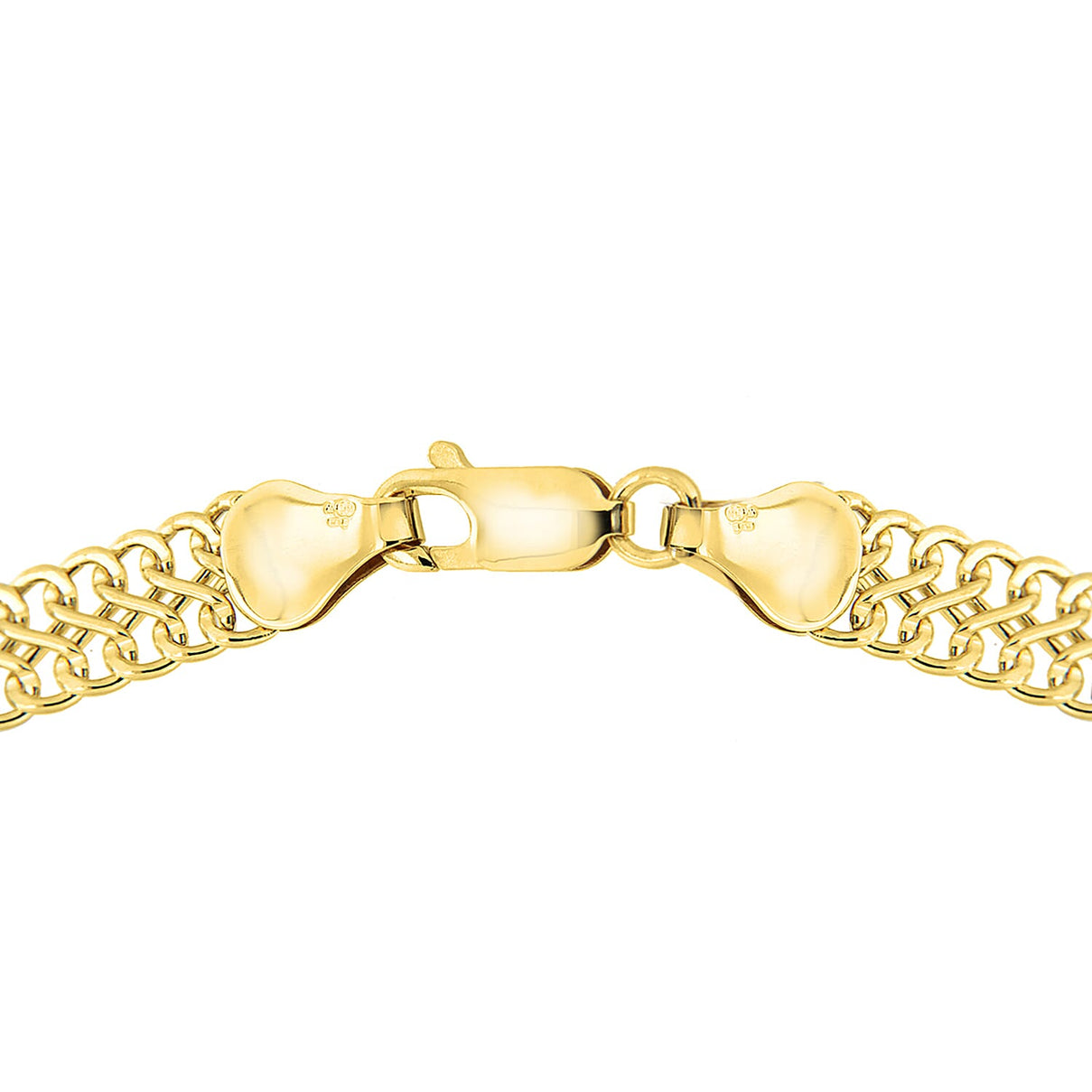 9K Yellow Gold 6.5mm Double Curb Chain Bracelet 7.5 Inch 8894665 2