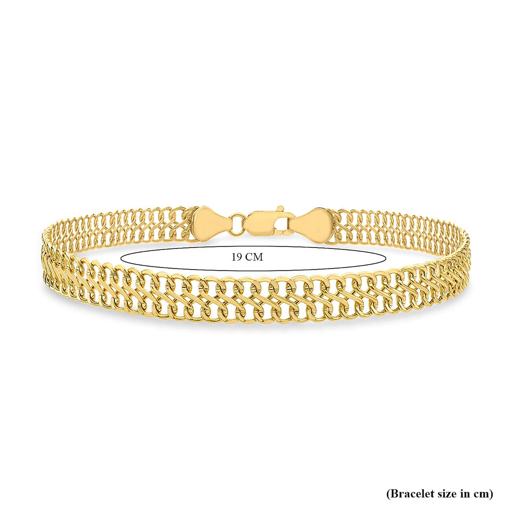 9K Yellow Gold 6.5mm Double Curb Chain Bracelet 7.5 Inch