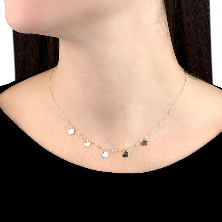 9K Yellow Gold 6MM X 6MM 5 Heart Adjustable Necklace 17 Inch 1.9 grams 6093121 2