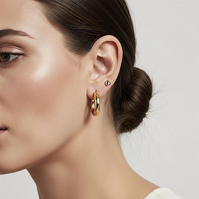 9K Yellow Gold 6mm x 10mm Reversible Ball Stud Earrings 8894733 1