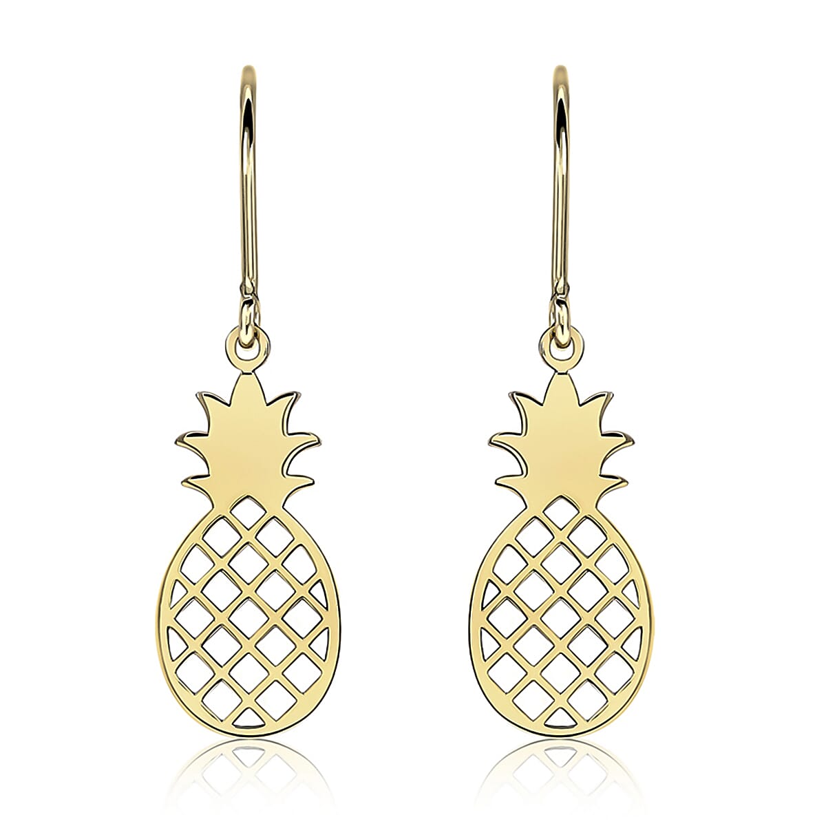 9K Yellow Gold 6mm X 24mm Pineapple Drop Earrings 7190149 0
