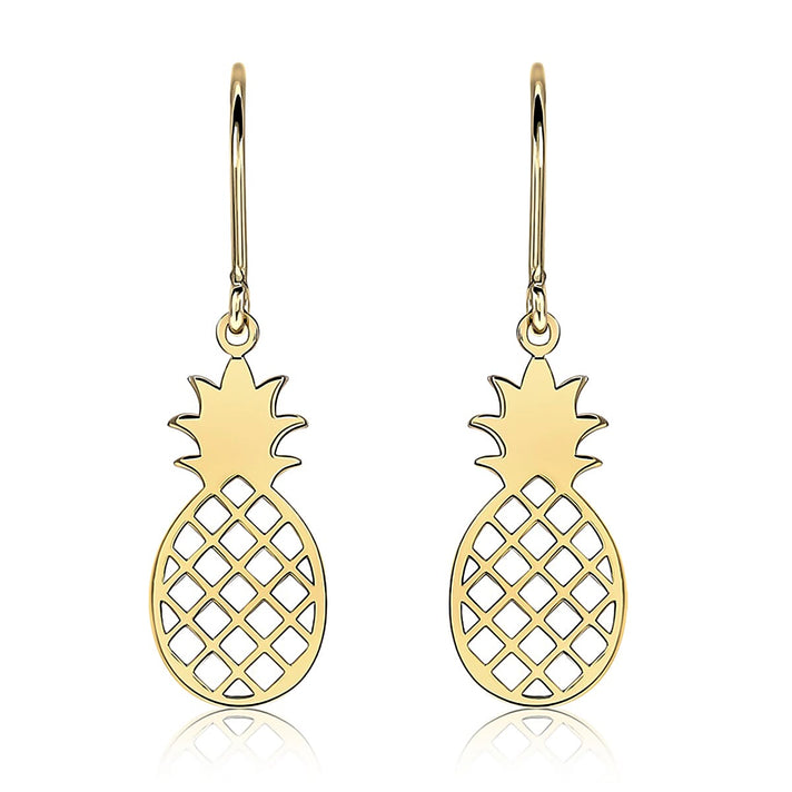 9K Yellow Gold 6mm X 24mm Pineapple Drop Earrings 7190149 1