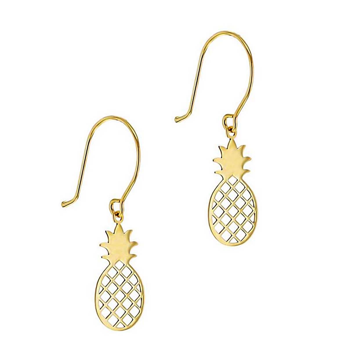 9K Yellow Gold 6mm X 24mm Pineapple Drop Earrings 7190149 1