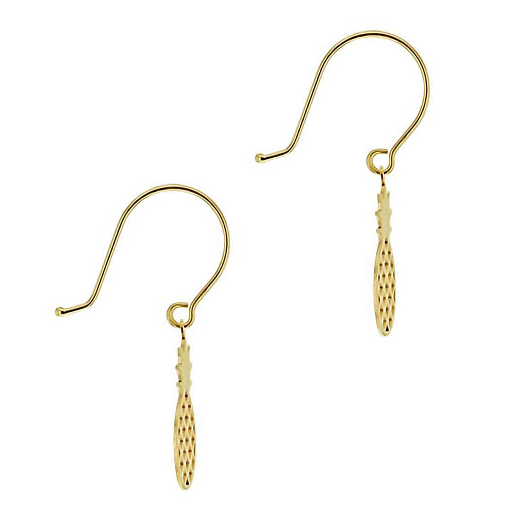 9K Yellow Gold 6mm X 24mm Pineapple Drop Earrings