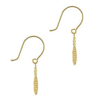 9K Yellow Gold 6mm X 24mm Pineapple Drop Earrings