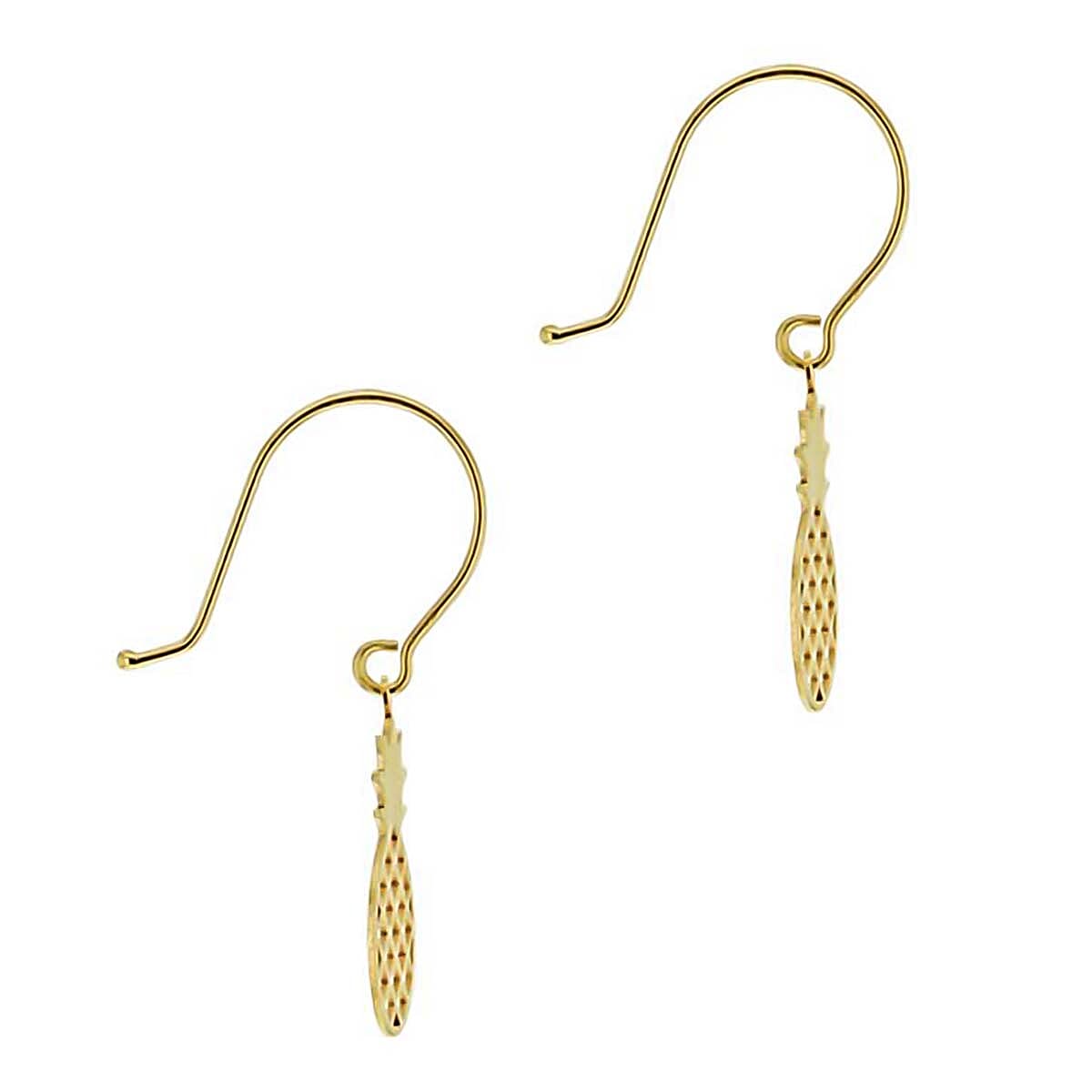 9K Yellow Gold 6mm X 24mm Pineapple Drop Earrings 7190149 2