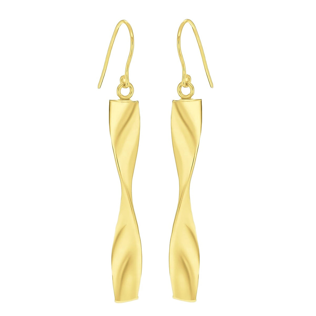 9K Yellow Gold 6mm X 43mm Twist Drop Earrings