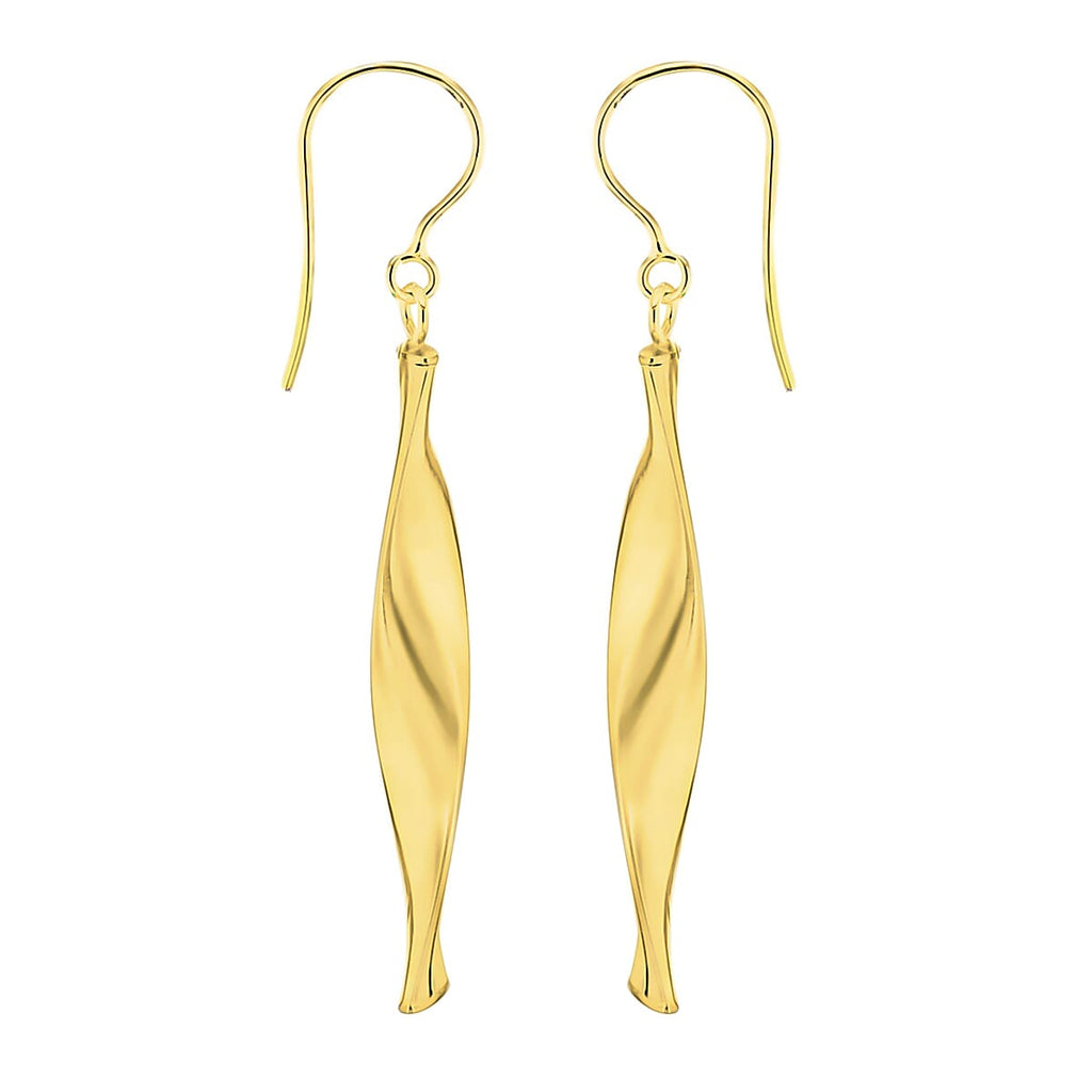 9K Yellow Gold 6mm X 43mm Twist Drop Earrings